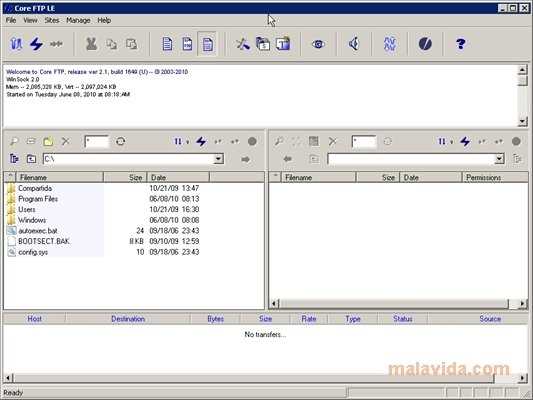 Core FTP Lite 2.2 скачать бесплатно для Windows - быстрая и надежная программа для передачи файлов