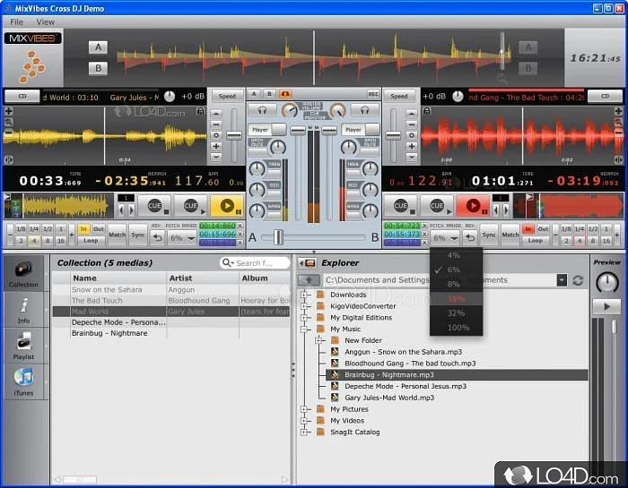 Основные функции MixVibes Cross 1.6.0