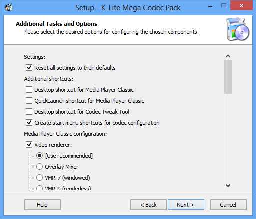 Настройка и обновление K-Lite Codec Pack