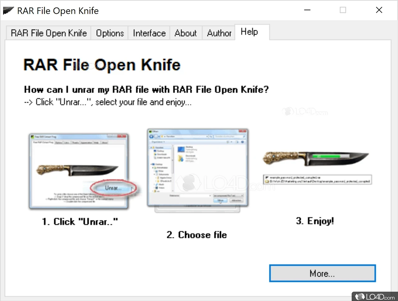 Скачать бесплатно RAR File Open Knife 7 для открытия файлов