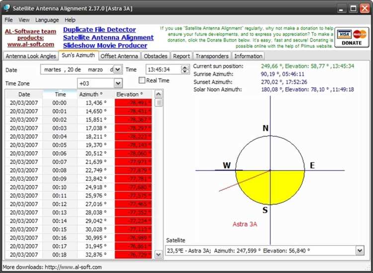 Скачать бесплатно Satellite Antenna Alignment 4.0 на русском для Windows 10, 7 и 8.1 - установка и настройка спутниковой антенны