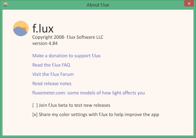 Скачать F.lux 4.118 для Windows 10, 7 - f.lux: бесплатное программное обеспечение для регулировки цветовой температуры экрана