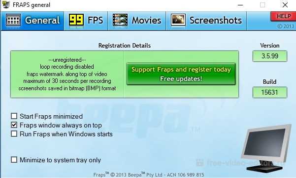 Fraps 3.5.99 для Windows 11, 10 и 7