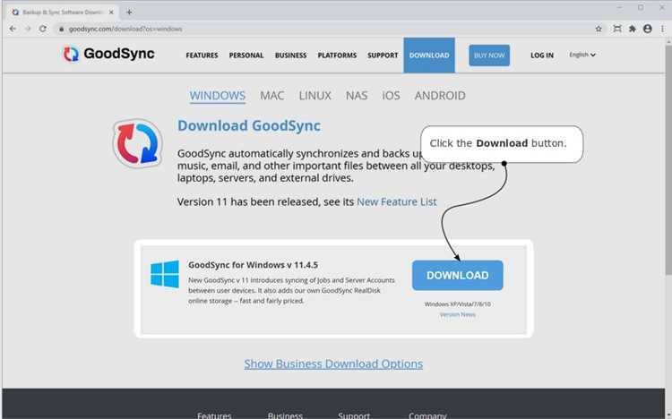 Скачать GoodSync v10 и GoodSync v11 - установочные файлы: exe