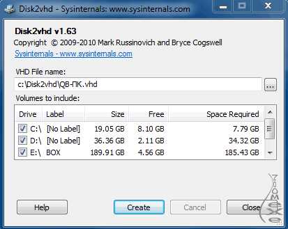 Скачать программу Disk2vhd.zip бесплатно