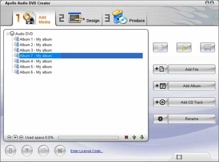 Импорт и экспорт аудио файлов в Apollo Audio DVD Creator 1.2.62